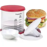 Perfect Burger Press Set, Press and Store Up to 6 Burgers, Non-Skid Base, Non-Stick Coating, Dimple Insert Creates Faster Even Cooking, Dishwasher Saf