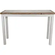 Boston Timber Glass 120x80cm Console Table Rectangle Display Furniture Whitewash