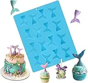 Mermaid Tail Silicone Mold for Fondant, Cake Decoration Chocolate Soap Candy Jello Cupcake Topper Ice Tray