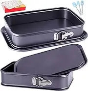 Large Springform Cake Pan, 14 x 11-Inch Rectangle Cheesecake Pan, Tiramisu Bakeware with 50Pcs Wax Paper, 3Pcs Spatula Set, Non-Stick Baking Pan Mold Leakproof