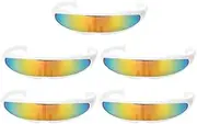 [B Baosity] Baosity 5 Pieces Futuristic Cyclops Narrow Mirrored Visor Sunglasses Glasses