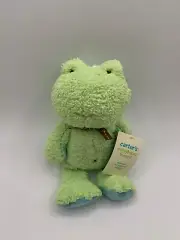 NEW CARTERS Smiley Happy Friends Green Blue FROG Croaking Sound 10" Soft Plush