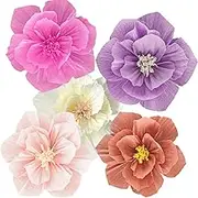 Paper Flowers Pink Purple Ivory Pastel Artificial Crepe Tissue Wall Home Décor Wedding Birthday Bridal Baby Shower Classroom Nursery Room Floral Colorful Party Decorations