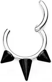 Pierced Owl - 16GA Stainless Steel Triple Spiked Septum Cartilage Helix Daith Tragus Hinged Segment Ring