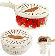 Fruit and Vegetable Drainer Container with Handle Lid,Drain Basket,Fruit and Veggie Washer Clean Strainer Bowl,Vegetable Berry Salad Bar Lettuce Storage Produce Containers for Fridge,(92 OZ/2700 ML)