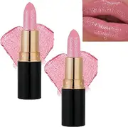 2PCS Comparison Diamond Lip Gloss Glitter Lipstick Waterproof, Diamond Lip Gloss Lipstick Waterproof, DiamondGlitter Lipstick Long Lasting Moisturizernon-stick to Cup Non-fading (#1,2PCS)