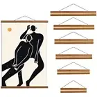 31~61cm Magnetic Poster Frame Teak Wooden Hanging Scroll Wall Art Poster Hanger