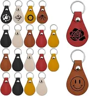 20 Pack Leather Keychain PU Leather Key Fob Kit for DIY Craft Blank Leather Keychain for Engraving Laser Blank Keychain