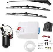 UTV Electric Windshield Wiper Motor Kit Wiper Assembly Compatible with Polaris Ranger Washer Reservoir Pump Bottle Jet Wiper DC12V 30W