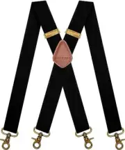 Suspenders for Men Swivel Snap Hooks Black Elastic Formal Heavy Duty Braces B...