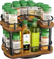 Lazy Susan Organizer Spice Rack for Cabinet - Height Adjustable Rotating Lazy Tu