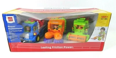 Happy Professional Cartoon Car Friction Power Toys Mixer Truck Harvester Cleaner