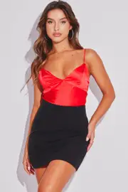 Red Cami Top Sleeveless Sweetheart Satin - Size 12, Women's Cami