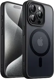 JETech Magnetic Case for iPhone 15 Pro 6.1-Inch Compatible with MagSafe, Translucent Matte Back Slim Shockproof Phone Cover (Black)