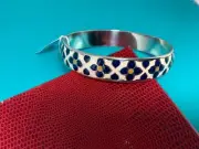 Brighton “Bella Lucca” Blue,Yellow White Enamel Bangle Bracelet (B15) NWT
