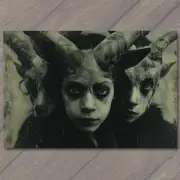 FLATCARD Girl Monster Weird Creepy Imaginary Mask Nightmare Scary Unusual Woman