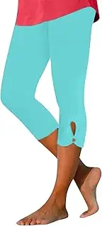 [ZHUER] Lace Leggings for Women 2024 Trendy Plus Size High Waist Capri Cropped Leggings Stretch Tights Holiday Beach Yoga Pants, I- Light Blue, Medium