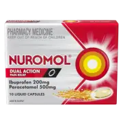 Nuromol Strong Pain Relief Liquid Capsule 200mg Ibuprofen/500mg Paracetamol 10Pk