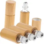 VICASKY 5pcs Bottles for Essential Oils and Perfumes Compact and Portable Empty Containers for DIY Beauty Liquids and Travel Wood Color