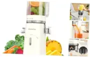 Cold Press Juicer, Updated Masticating Juicer Machines with 5 Inch Chute White