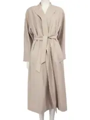 Beige Wool Long Trench Coat