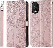 for Oppo A18 4G Case PU Leather Folio Flip Cover with Card Slots, Magnetic Wallet Phone Case for Oppo A18 4G - Rose Gold
