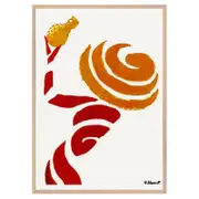 Galrie Bernard Villemot Orange Swirl Abstract Art Print for Modern Decor, Wood Frame, 70 x 100cm (28 x 40inch)