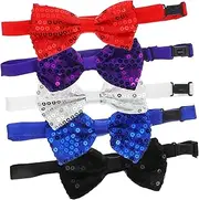 [LIFKOME] 5pcs Sequin Bow Ties for Men Women Party Accessory Set in Red Purple Blue Black Silver Stylish Tie for Dress up