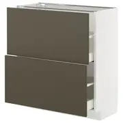 METOD / MAXIMERA base cabinet with 2 drawers, white/Havstorp brown-beige, 80x37x80 cm