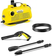[Kärcher] High Pressure Washer K 2 Premium Horizontal, Pressure: max. 110 bar, Flow Rate: 360 l/h, Area: 20 m²/h, Water Filter, Weight: 3.5 kg, high Pressure Hose and Spool Handle, rotojet, Vario Power