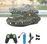 2.4GHz 4-Ways Realistic Remote Control Floating Alligator Head, Alligator Head Decoy, Simulation Crocodile Head Prank Toy for Pool, Pond, Garden