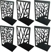 ZACHMEST Bookends, 3 Pair Book Ends for Shelves, Tree Book Holders for Shelf Decoration Metal Heavy Duty Bookend for Heavy Books, Book Divider Decorative Holder, Book Stopper for Home Office School