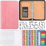 Binxind A6 Budget Planner with Calculator Zip Budget Binder Budget Planner Made with Envelopes for Money Saving Budget (Pink)