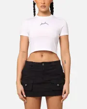 [JORDAN] Jordan Women's Short Sleeve Graphic Slim Crop T-shirt White/industrial - Size 2XL 2XL White/Industria