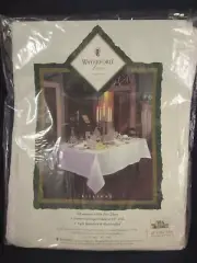 Waterford Linens WHITE Tablecloth Kilkenny 66" x 84" Oval VINTAGE NEW