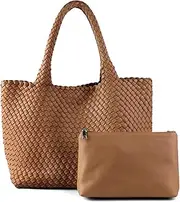 [LEMONEYE] Women's PU Hand woven Handbag Shoulder Bag Fashion Belt Wallet Suitable for Work Shopping Travel Daily