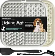Lesipee Dog Lick Mat, Pack of 2, Grey and Beige, Silicone, Dishwasher Safe, Ideal for Dogs