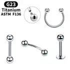 G23 Solid Titanium Body Piercing Labret Lip Studs Ear Nose Ring Eyebrow Barbell