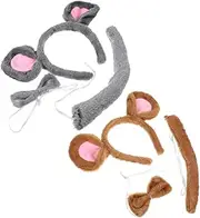 Totority Cute Plush Mouse Headband with and Tail for Women Easy to Wear Animal Costume Accessories for Parties and Cosplay Comfortable Bow Tie Included