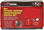 8pcs Petrol Engine Cylinder Compression Tester Kit Automotive Tool Gauge 300PSI