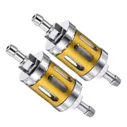 Universal Inline Petrol Gas Fuel Gasoline Oil Filter, Gold Tone, 2Pcs