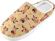 [GAIGEO] Womens House Slippers Cute Red Panda Brown, Memory Foam Women's Fall Shoes, Soft Comfort for Home or Outdoor Use