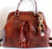 Brahmin Bristol Framed Satchel Pecan Leather Carryall Doctor Bag + Tassel NWT