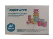 TUPPERWARE 32pc Pastel Heritage 16-Food Storage Containers SET Retro-look!