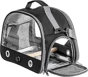 Parrot Travel Cage,Pet Carrying Travel Cage with Standing Perch and Tray - Animal Outside Travel Cage, Breathable Protector Backpack for Budgies, Parakeets, Gentoo Parrots, Conures