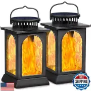 TomCare Solar Lights Flickering Flame Upgraded Metal Solar Lantern Outdoor Ha