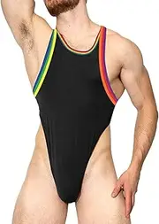 [Generic] Fathers Day Care Package Men's Sexy Nightclub Jumpsuit Colorful Printed Chain T Shaped Jumpsuit Men Mens G String Swimwear