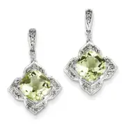 Sterling Silver Diamond & Lemon Quartz Earrings