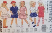 Butterick Sewing Pattern 5343 Girls Dress Top Skirt Shorts Leggings Sizes 2-4 UC