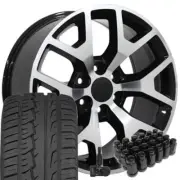 OEW 22" Rims Fit Silverado Tahoe Yukon Sierra Blk Mach'd iMove TPMS Lugs 5656